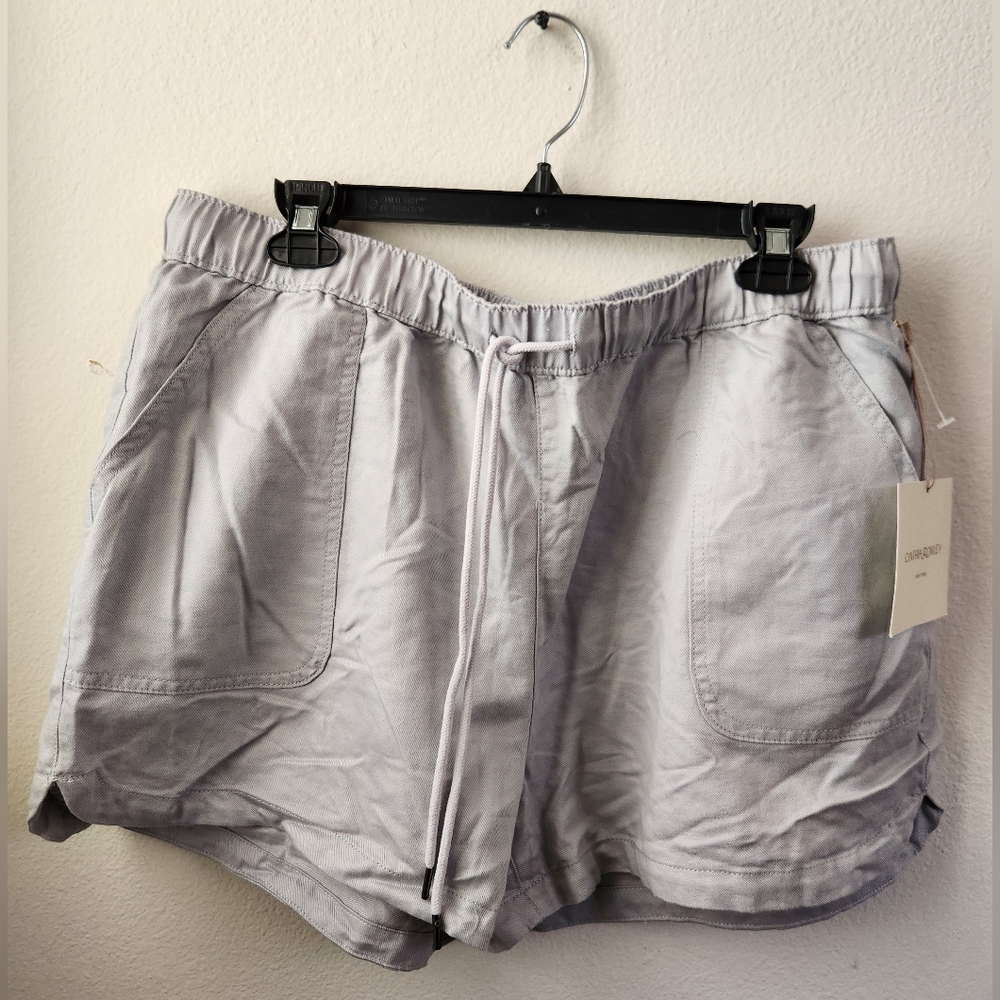 Cynthia Rowley Linen Blend Drawstring Shorts Women's Gray 3" Extra Large NWT